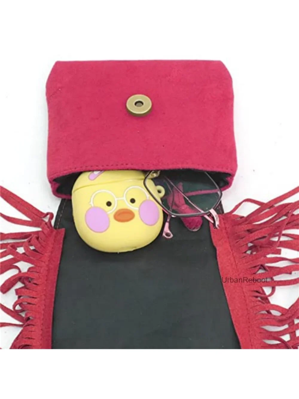 Girls Suede Fringe Crossbody Purse with Tassel Adjustable Strap Mini Bag